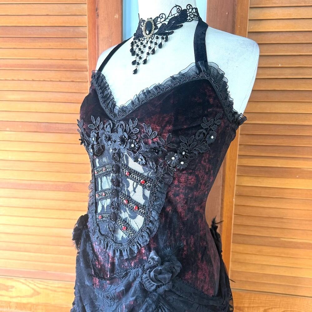 Devil Fashion Gothic Victorian Vampire Vkei Murderous Intents Velvet Dress - Picture 7 of 17